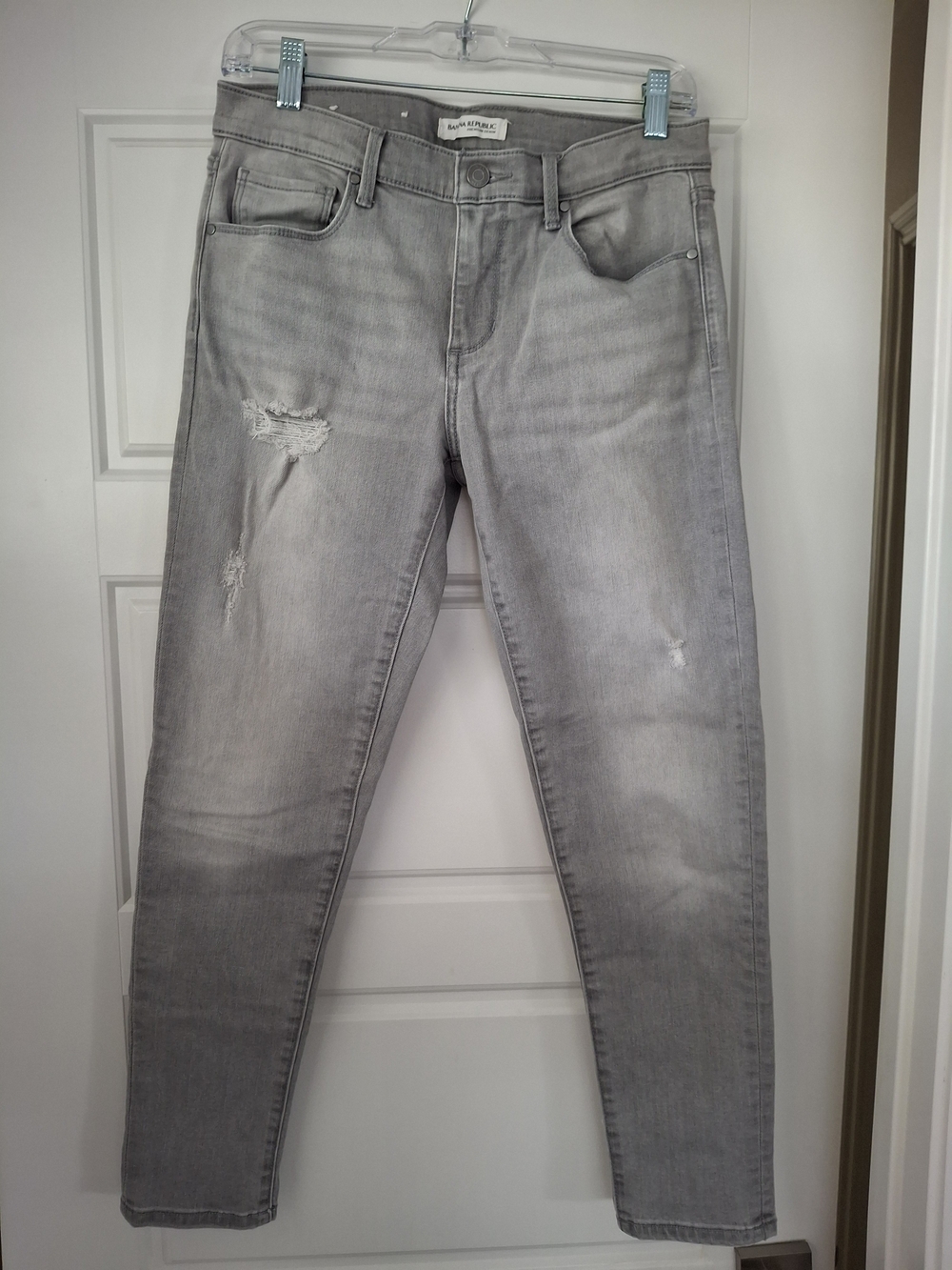 Banana Republic Women's Skinny, Mid-Rise Jeans in Light Gray